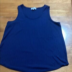 Women's Navy Blue Ribbed Sleeveless Top